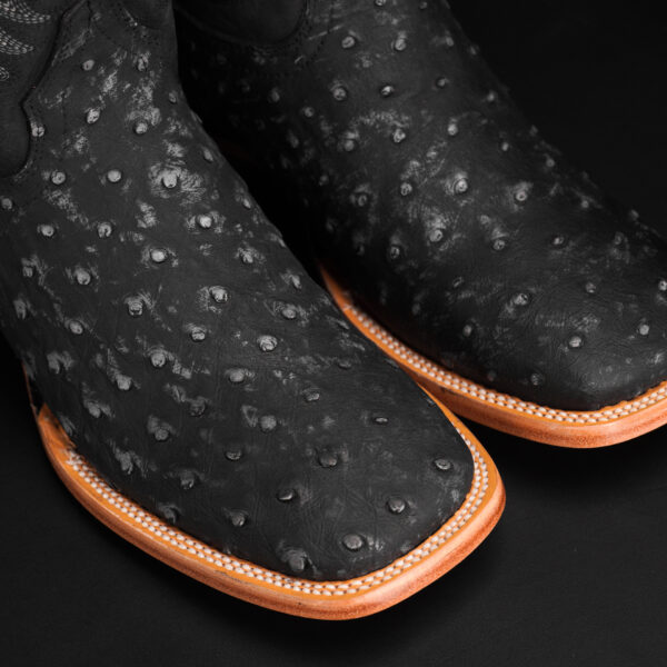 Matte Black Ostrich – Square Toe - Image 3
