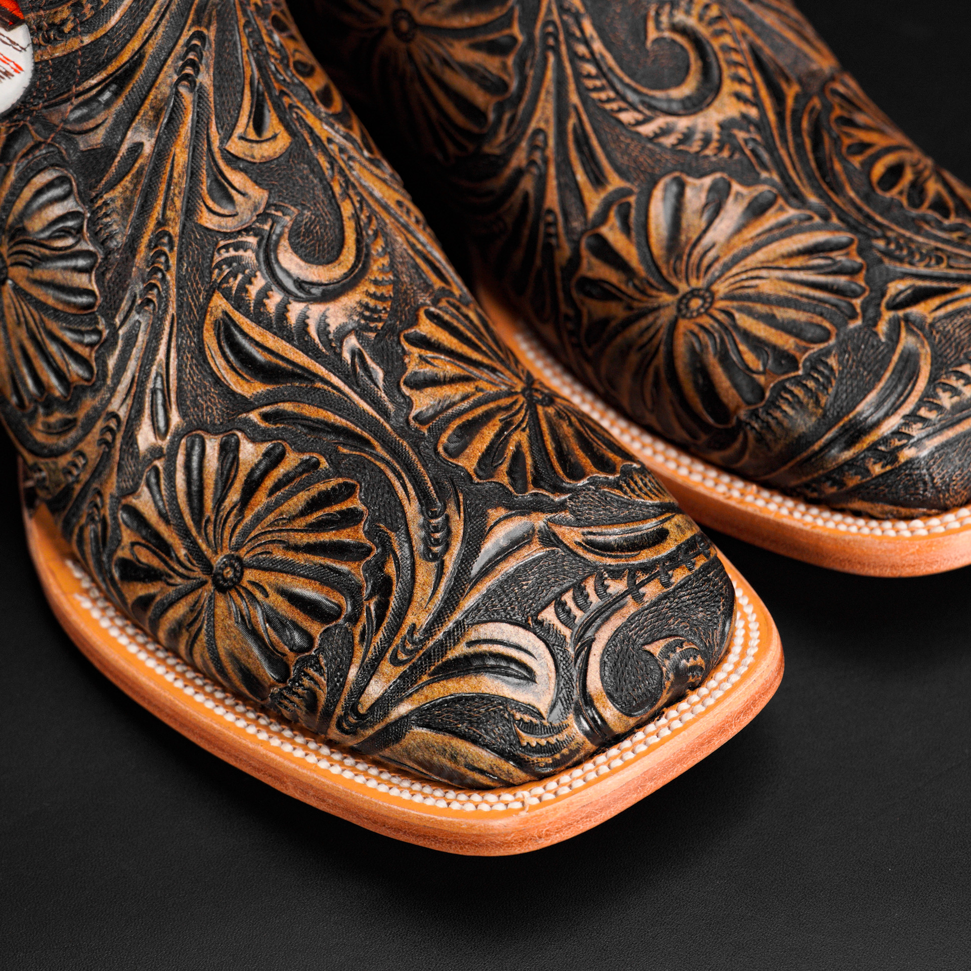 Tan Safari Hand Tooled – Square Toe - Image 2