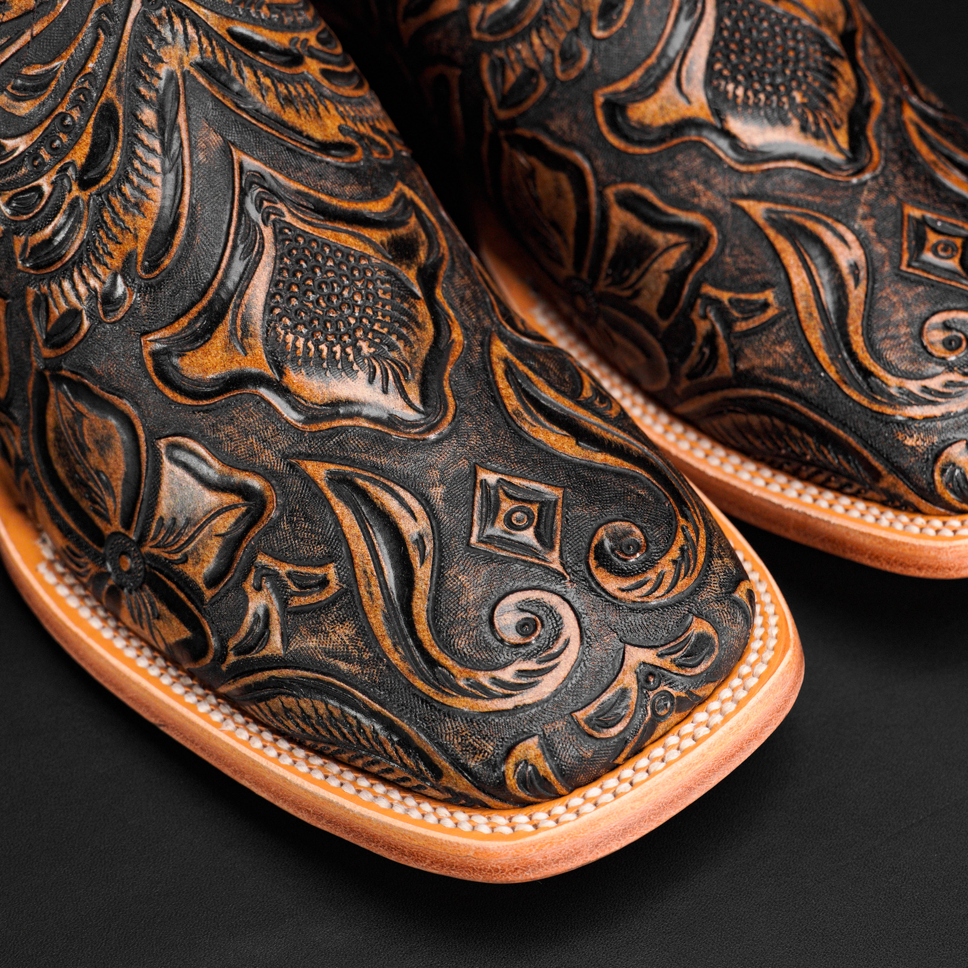Tan Safari Hand Tooled – Square Toe - Image 2
