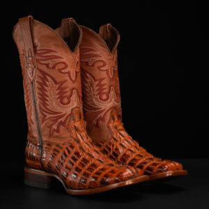 Cognac Caiman Tail – Square Toe