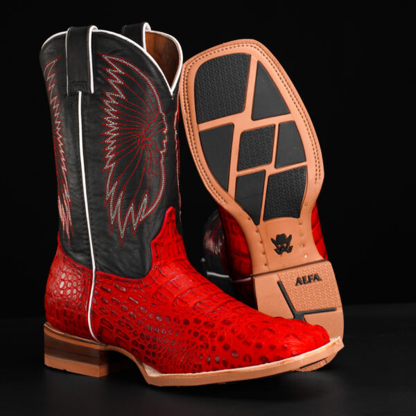 Matte Red Caiman Neck – Square Toe