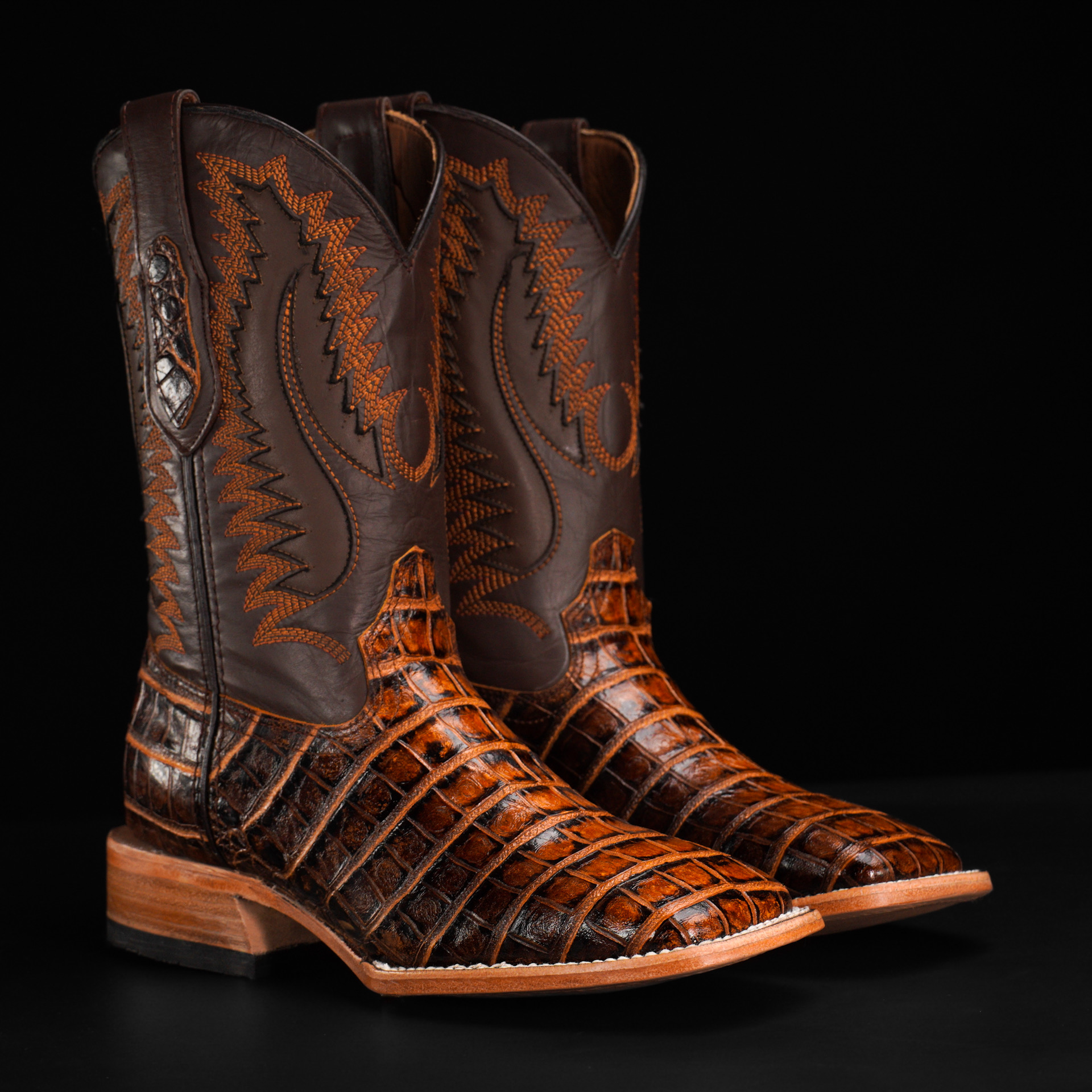 Cognac Alligator Belly - Square Toe