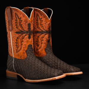 Brown Basketweave – Square Toe