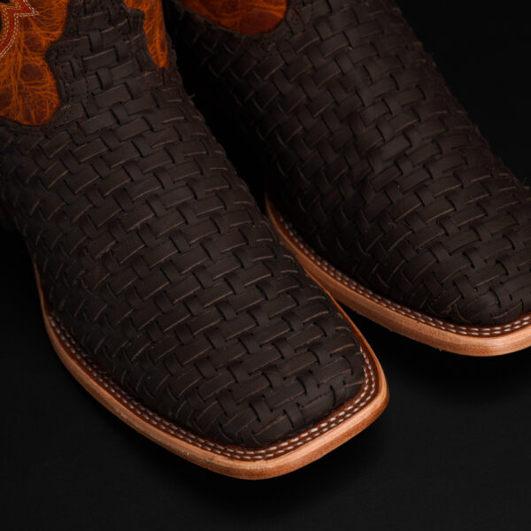 Brown Basketweave – Square Toe - Image 3