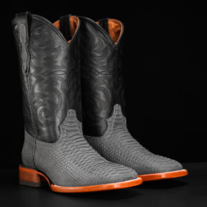 Matte Gray Python - Square Toe