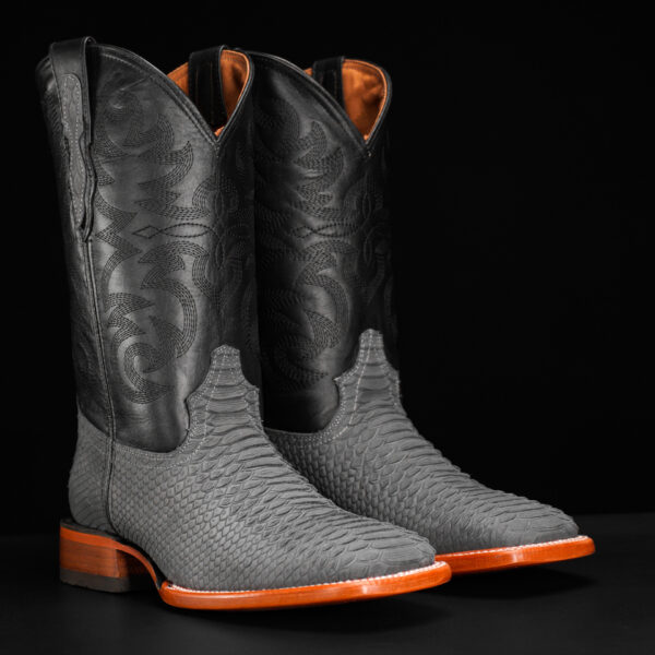 Matte Gray Python - Square Toe