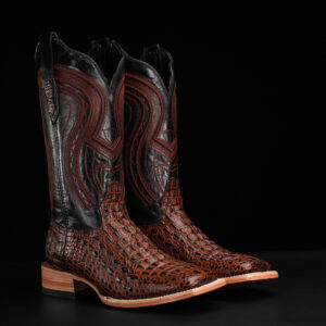 Cognac Caiman Horn Back - Square Toe
