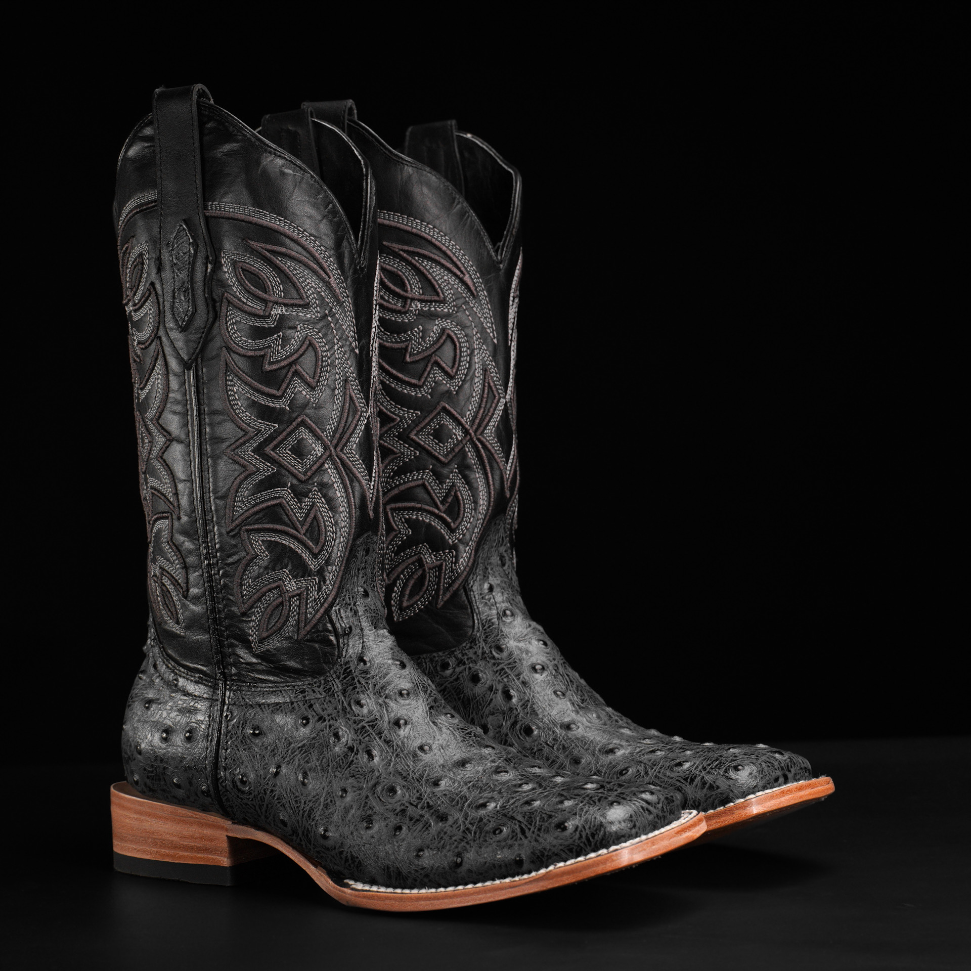 Gray Ostrich – Square Toe