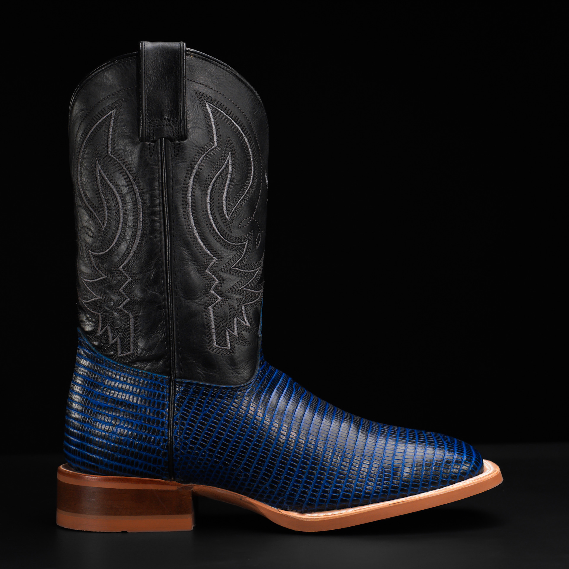 Black/Blue Lizard – Square Toe - Image 2