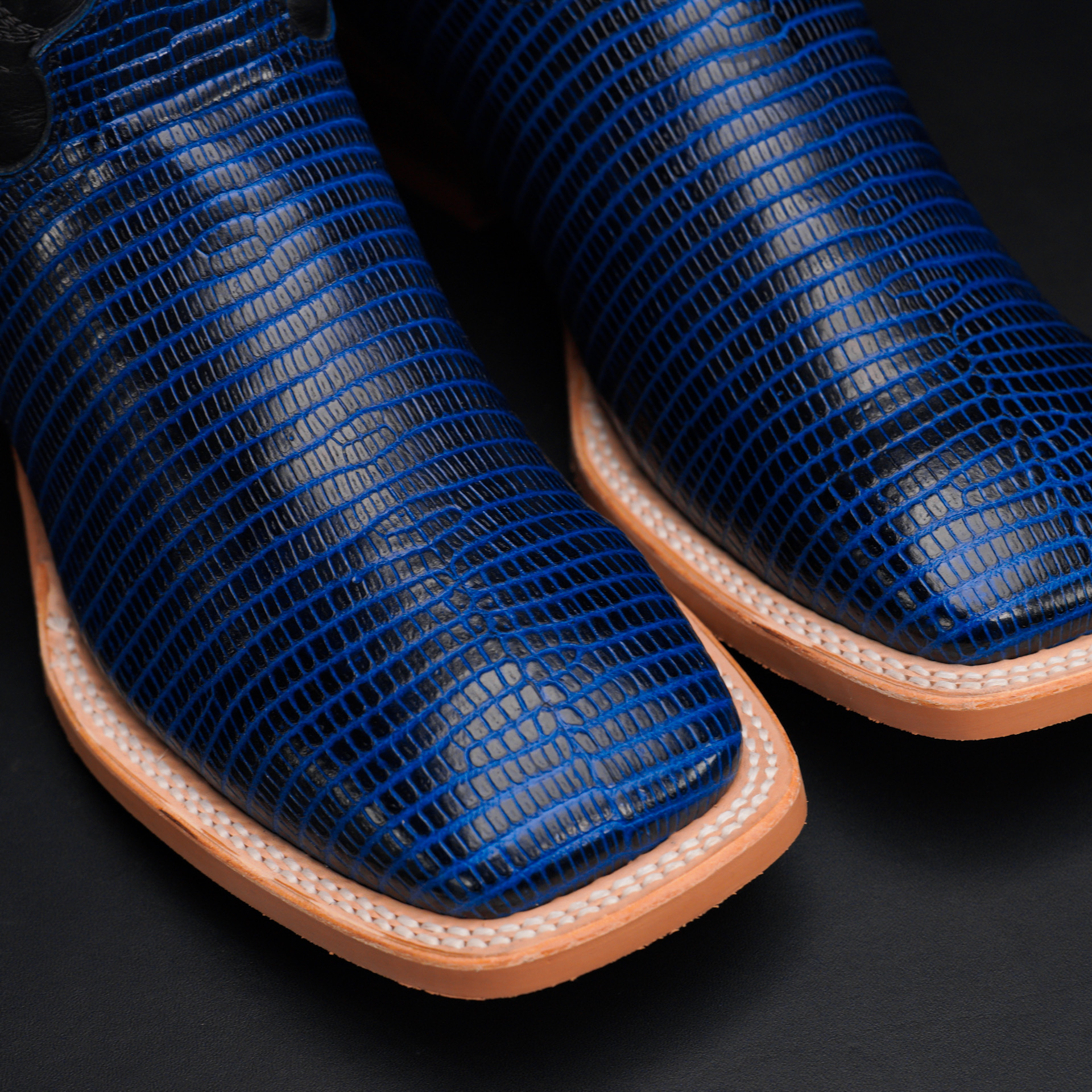 Black/Blue Lizard – Square Toe - Image 3