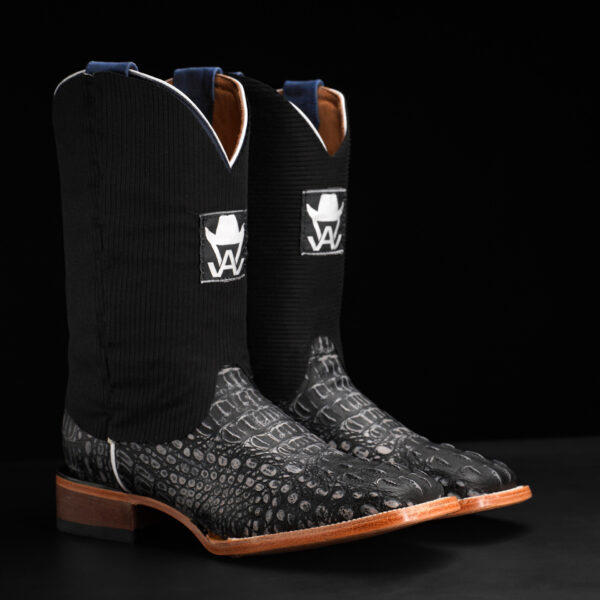 Matte Rustic Black Caiman Neck - Square Toe