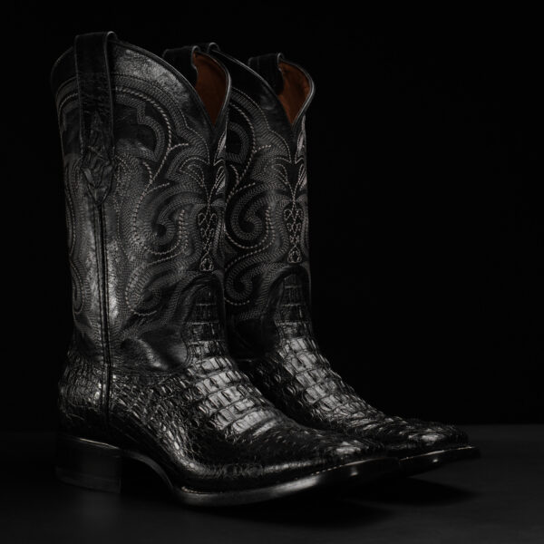 Black Caiman Neck – Square Toe