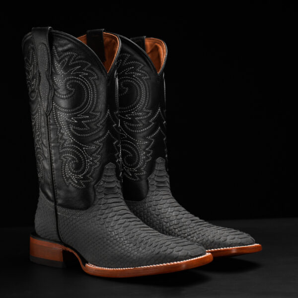 Matte Gray Python - Square Toe