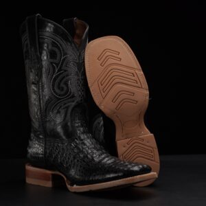 Black Caiman Neck - Square Toe