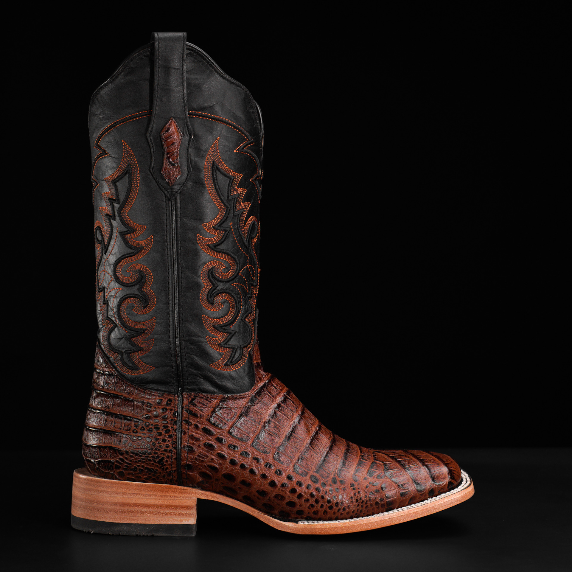 Cognac Caiman Belly - Square Toe - Image 2