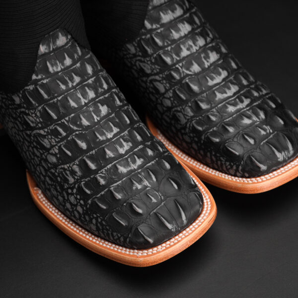 Rustic Black Caiman Horn Back – Square Toe - Image 3