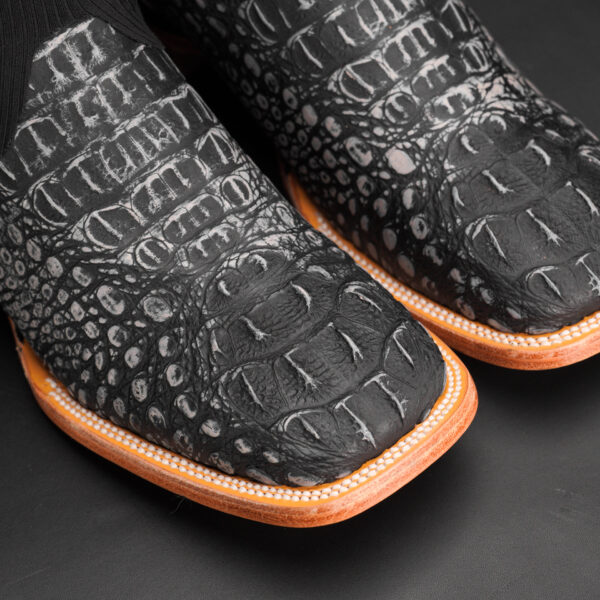 Rustic Black Caiman Neck - Square Toe - Image 3