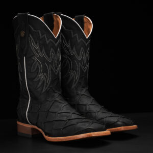 Matte Black Pirarucu – Square Toe
