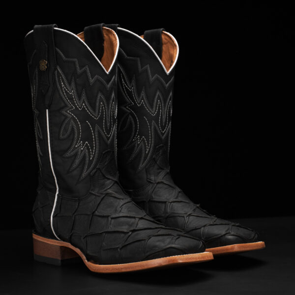 Matte Black Pirarucu – Square Toe