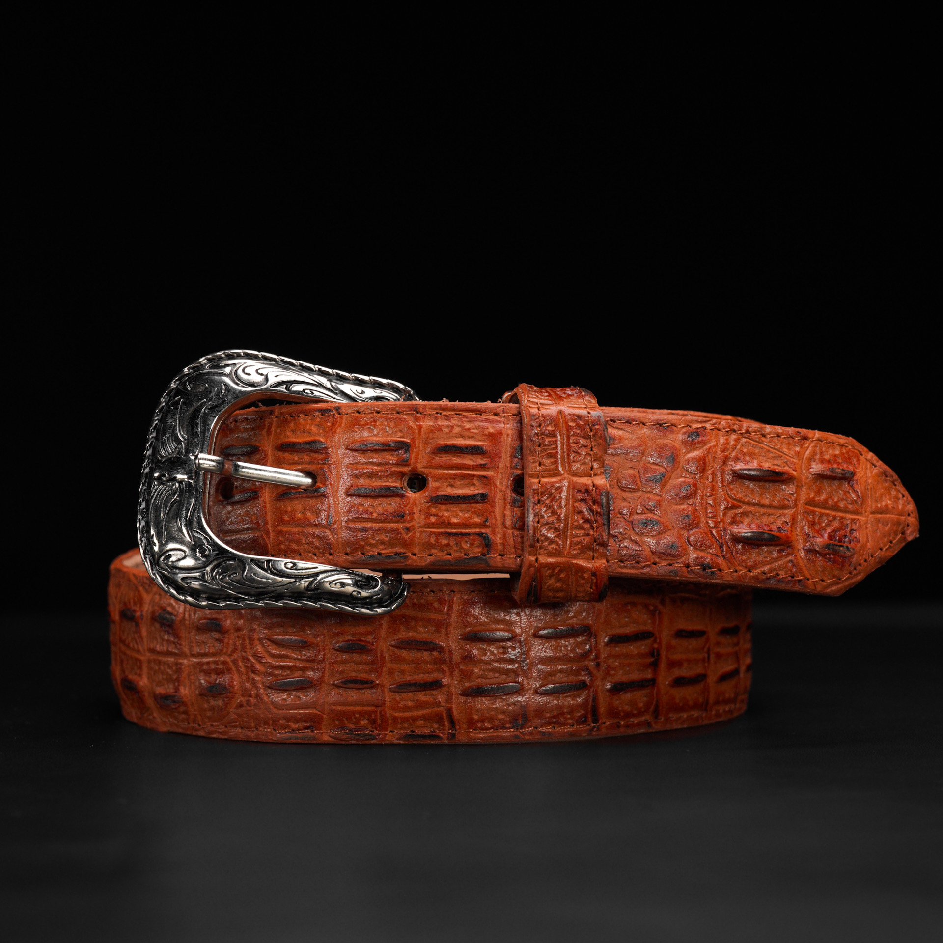 Cognac Caiman Belt