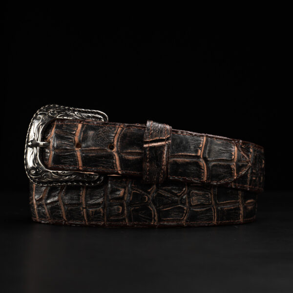 Rustic Black Caiman Belt