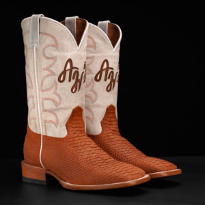Matte Cognac Python - Square Toe