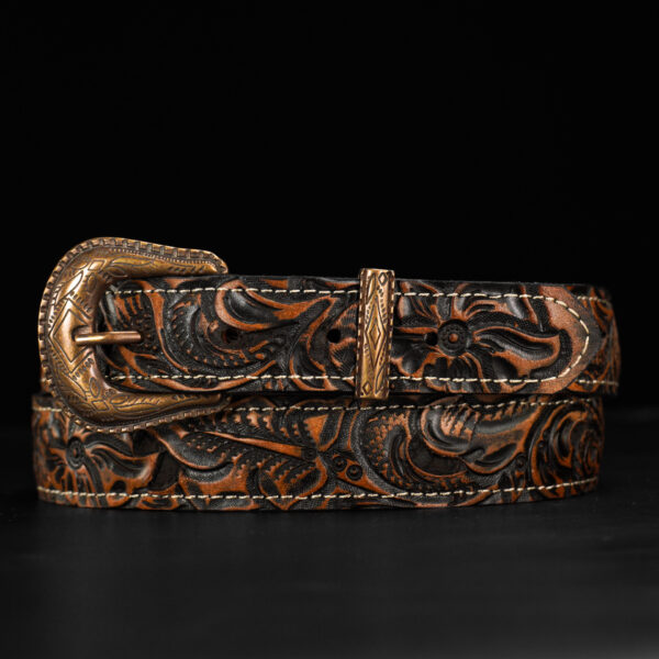 Kid’s Tan Safari Hand Tooled Belt