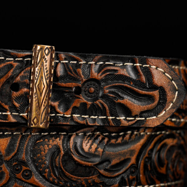 Kid’s Tan Safari Hand Tooled Belt - Image 3