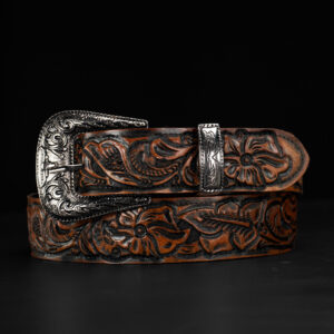 Tan Safari Hand Tooled Belt