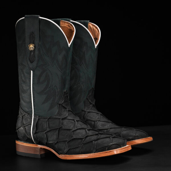 Matte Black Pirarucu – Square Toe