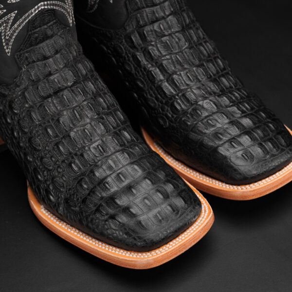 Black Caiman Horn Back - Square Toe - Image 3