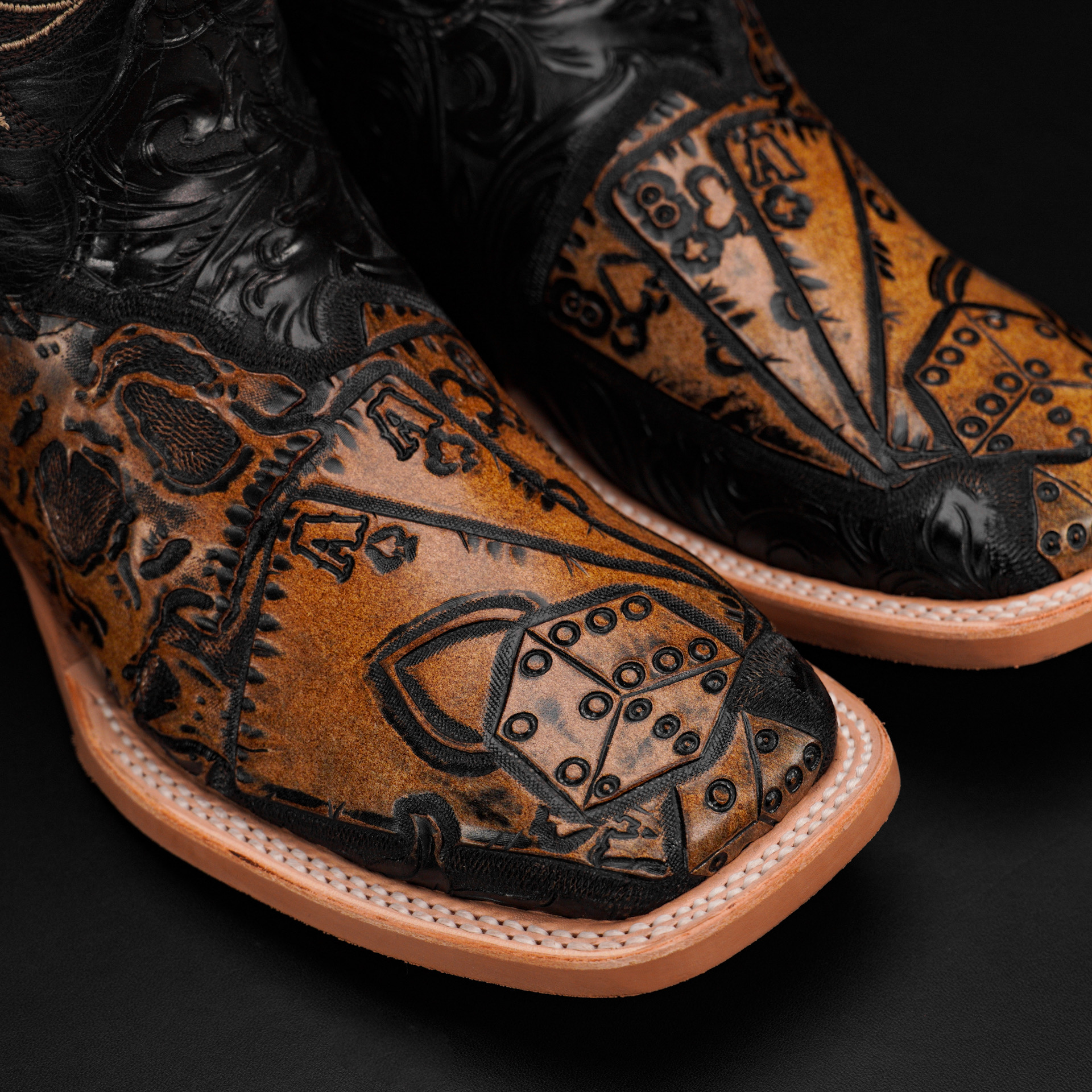 "The Dead Man’s Hand" Black/Tan Safari – Square Toe - Image 8