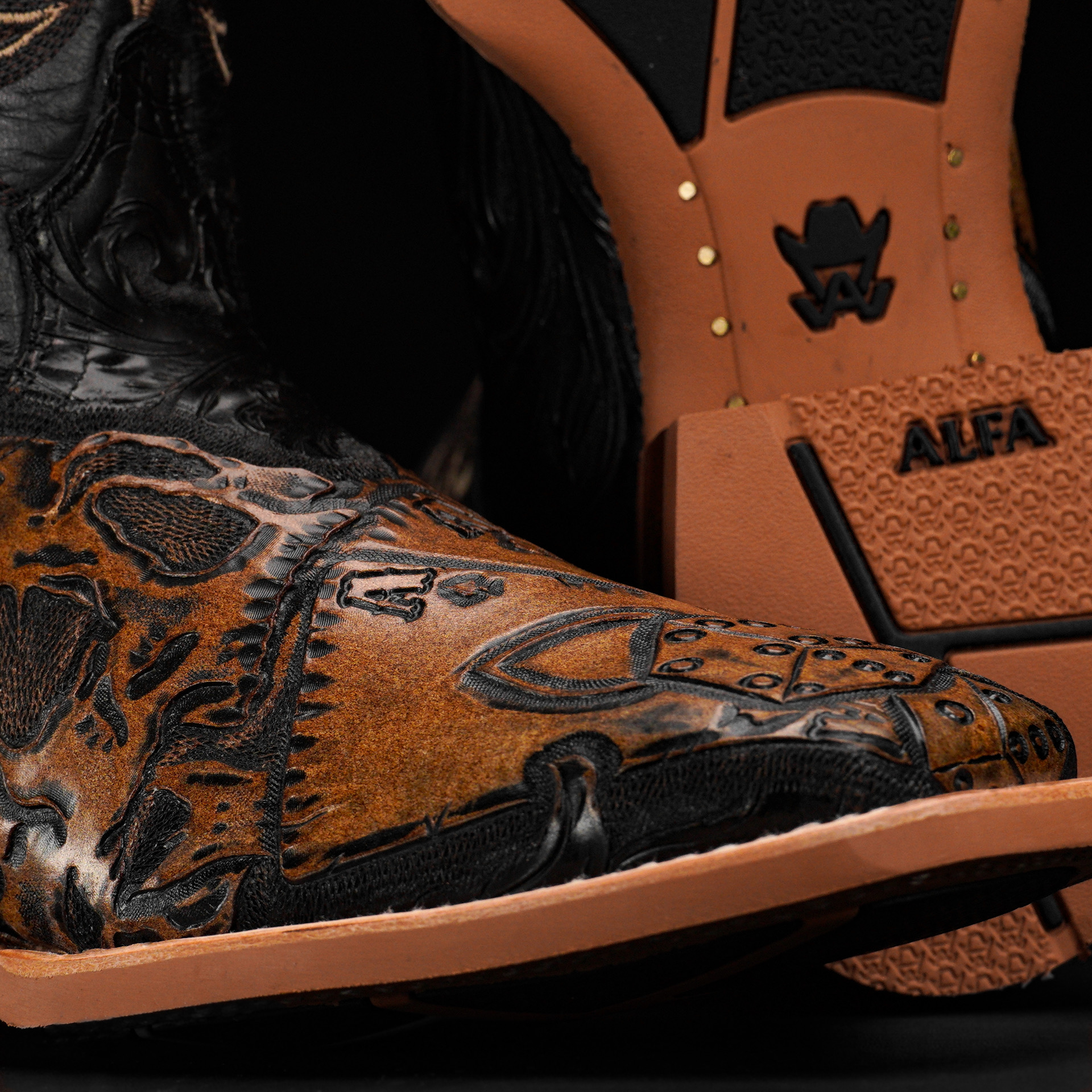 "The Dead Man’s Hand" Black/Tan Safari – Square Toe - Image 4