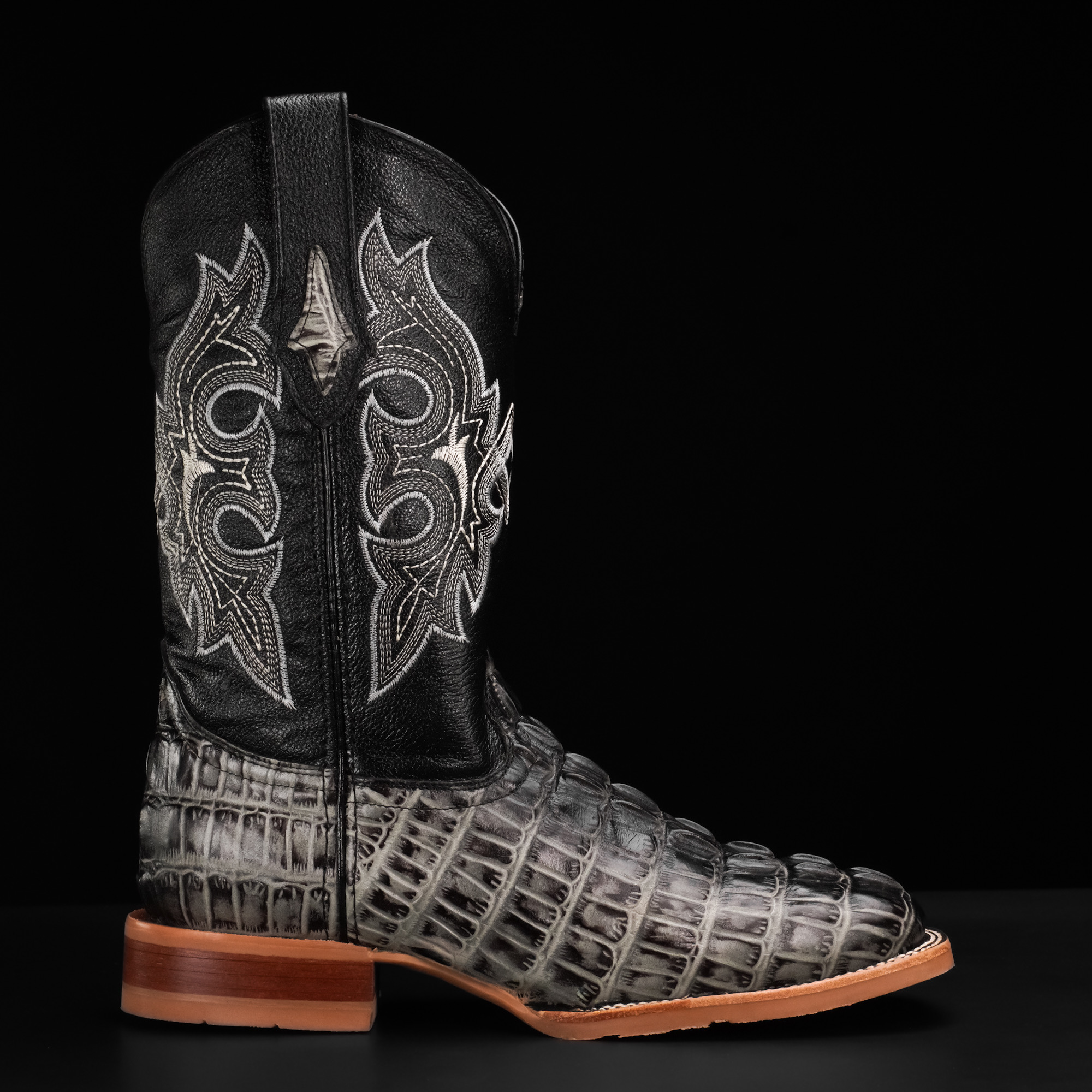 Gray Caiman Tail - Square Toe - Image 2