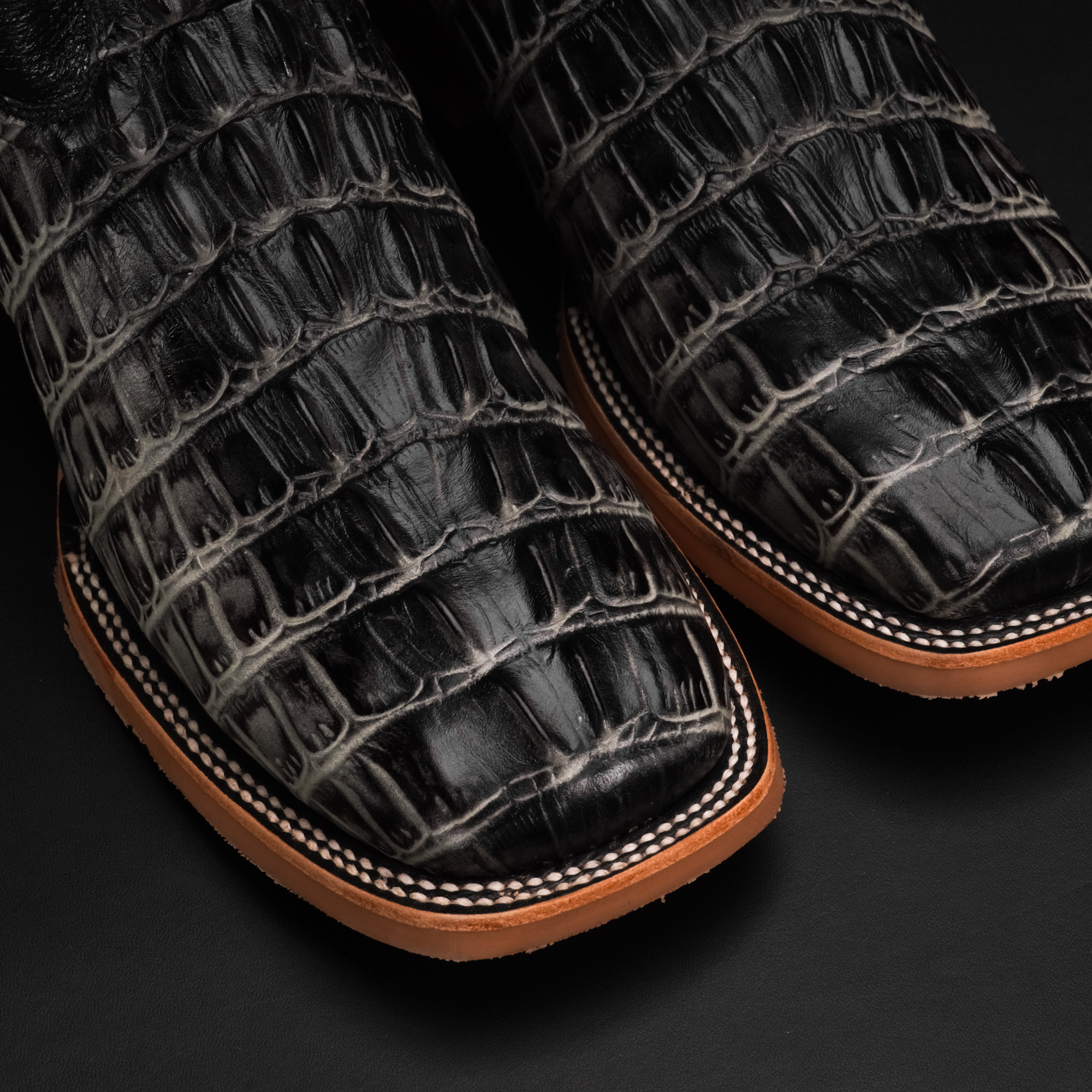 Gray Caiman Tail - Square Toe - Image 3