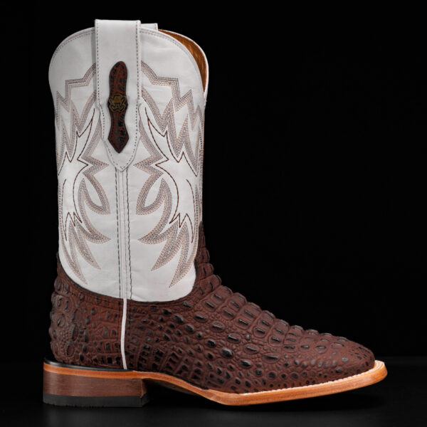 Matte Brown Caiman Horn Back - Square Toe - Image 2
