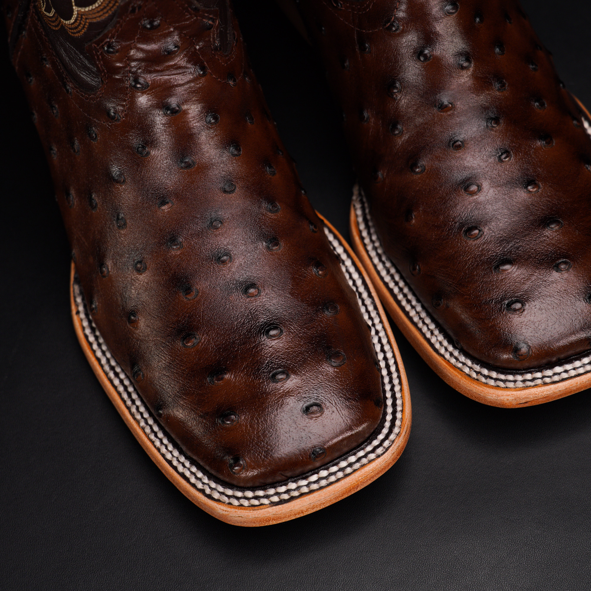 Brown Ostrich – Square Toe - Image 3