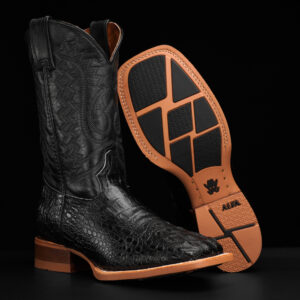 Black Caiman Neck - Square Toe