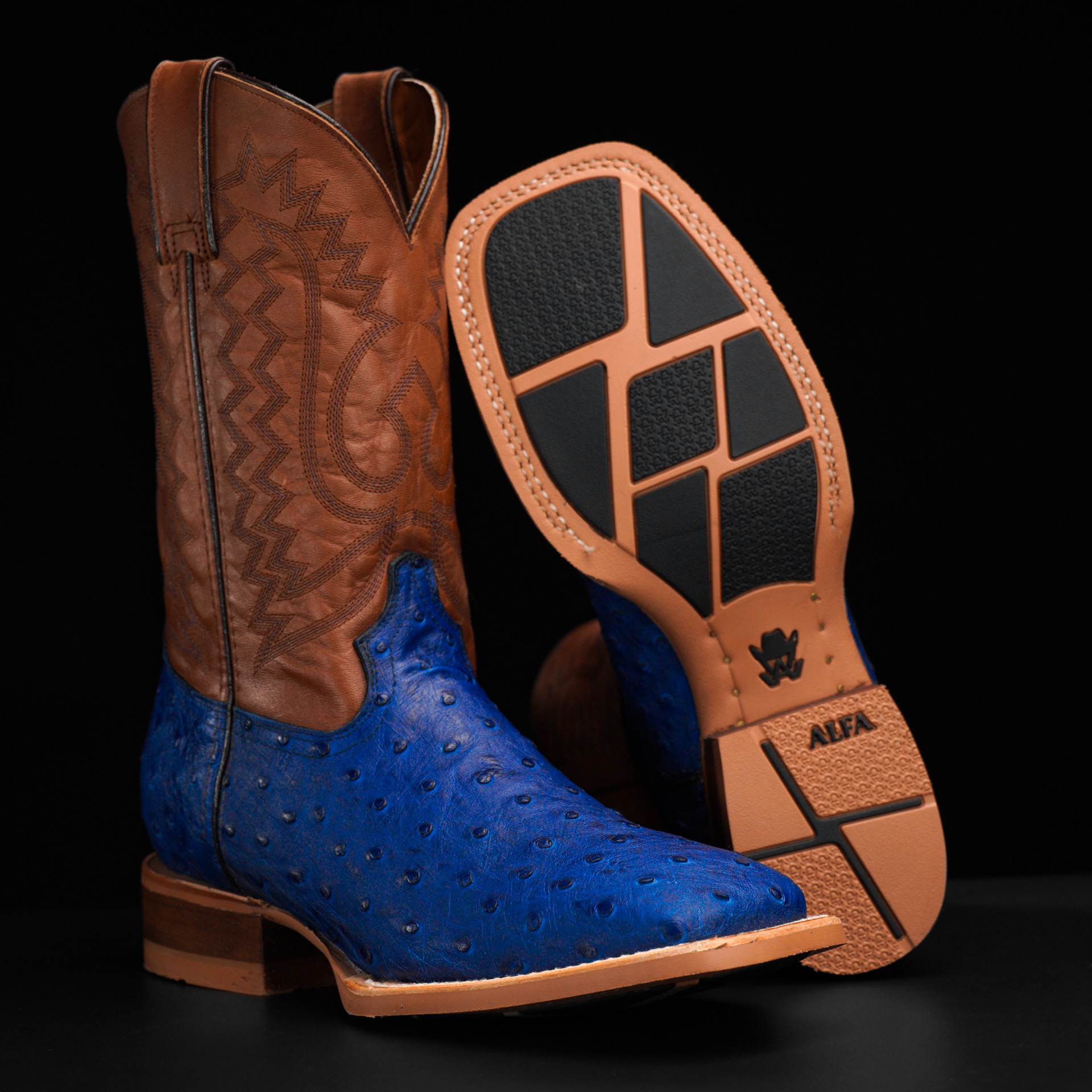 Royal Blue Ostrich – Square Toe