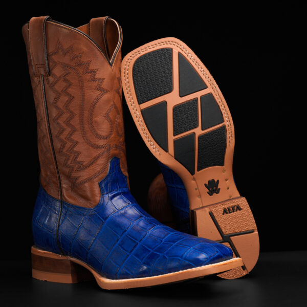 Royal Blue Alligator Belly - Square Toe
