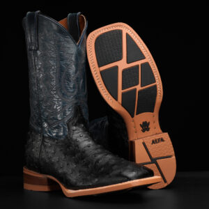 Black Ostrich – Square Toe