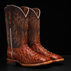 Cognac Caiman Horn Back – Square Toe