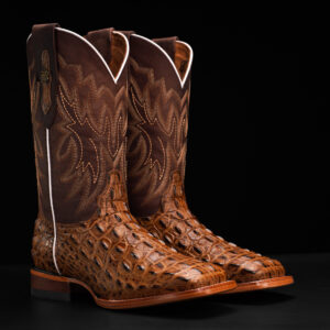 Honey Caiman Horn Back- Square Toe