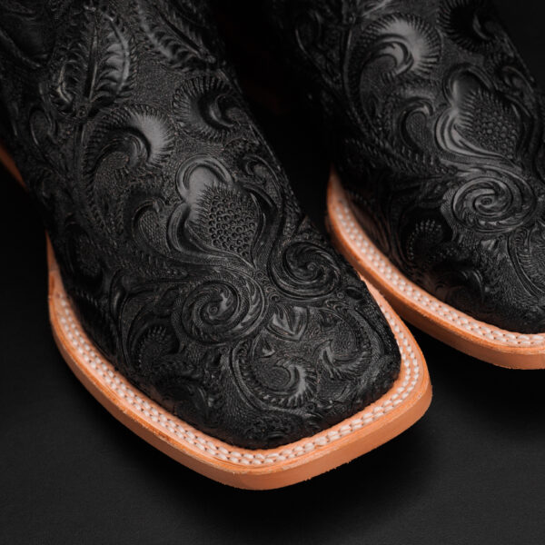 Black Alfa Hand Tooled – Square Toe - Image 3