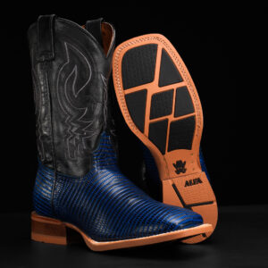 Black/Blue Lizard – Square Toe