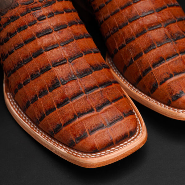 Cognac Caiman Belly - Square Toe - Image 3