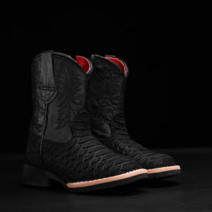Matte Black Python - Square Toe