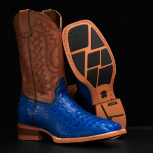 Royal Blue Caiman Horn Back - Square Toe