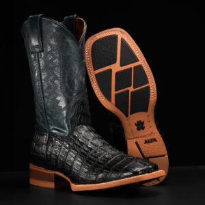 Black Caiman Tail - Square Toe