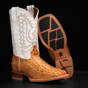 Honey Caiman Horn Back – Square Toe